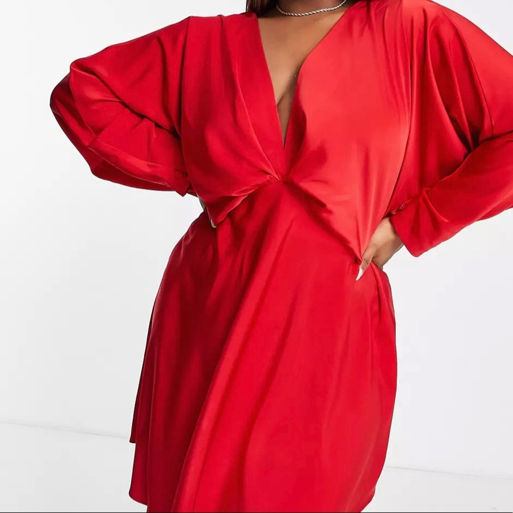 asos design satin mini dress size 18
